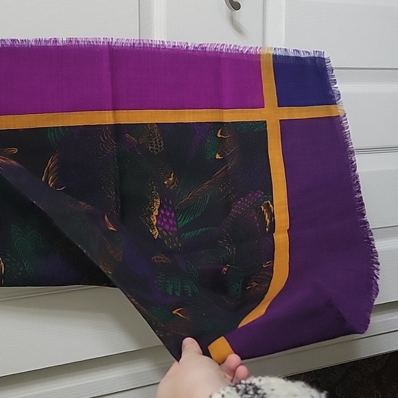 NWT Vintage 100% Wool Linda Allard Ellen Tracy Saks 5th Avenue Duck Print Scarf - Picture 3 of 6